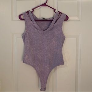 Missguided Purple Acid Wash Cutout Bodysuit